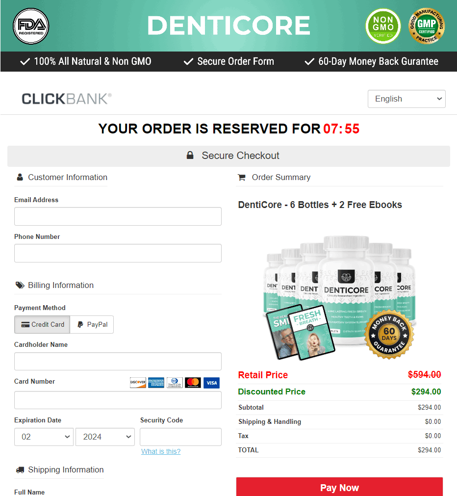 DentiCore Official Website Secure Order Page